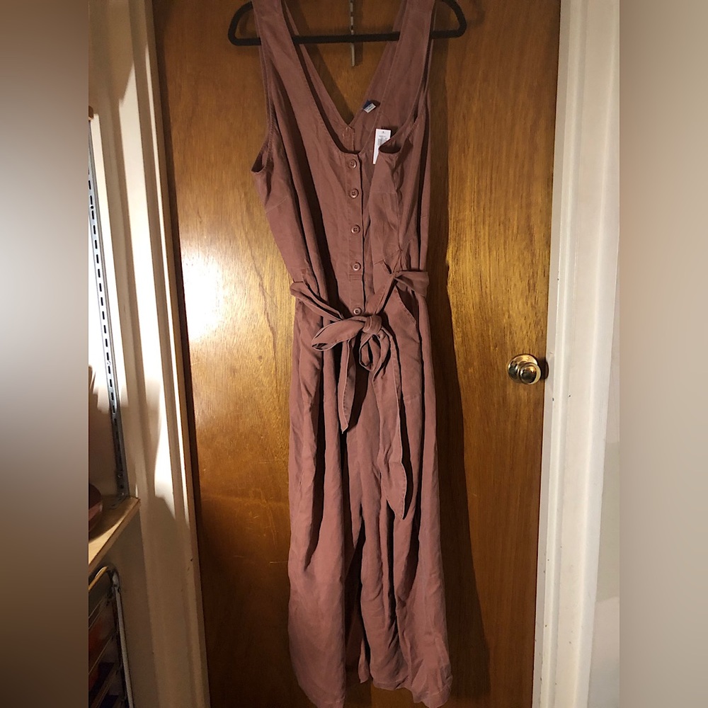 🍄3x plus size old navy sleeveless button up tie belt wide leg jumpsuit🍄